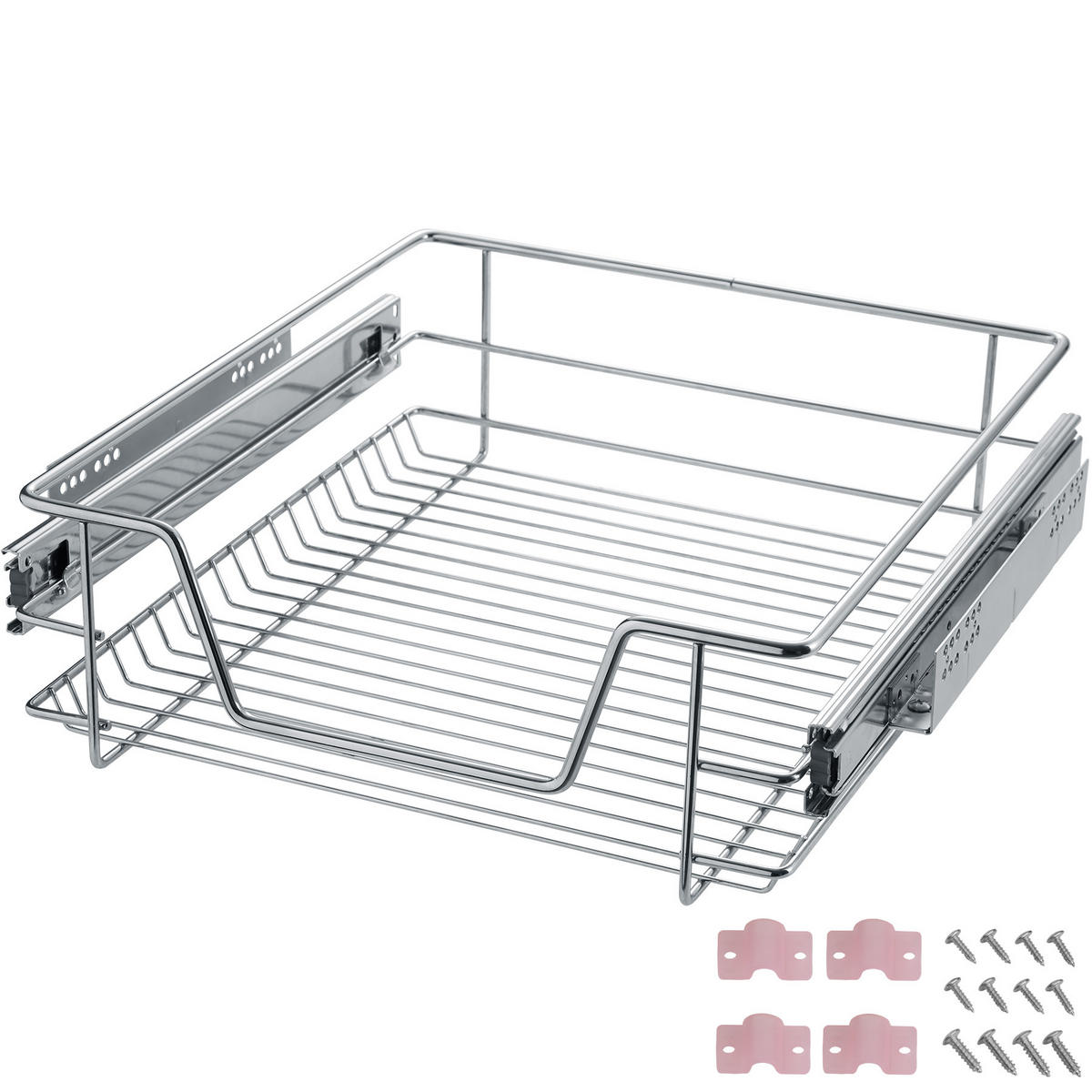 TELESKOPSCHUBLADE 4er Set, einfache Montage,grau - Grau, Metall (47/14/44cm) - tectake