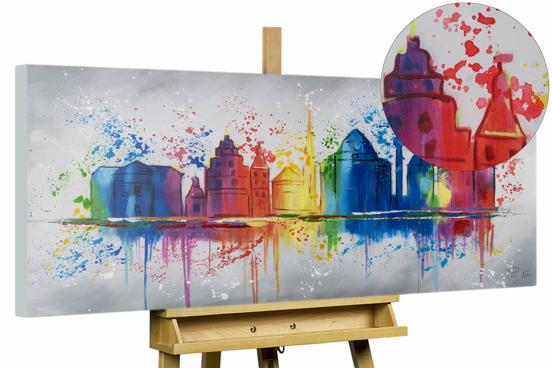 ACRYLBILD HANDGEMALT 120/60 cm - Multicolor/Grau, Holz/Textil (2/60cm) - KUNSTLOFT
