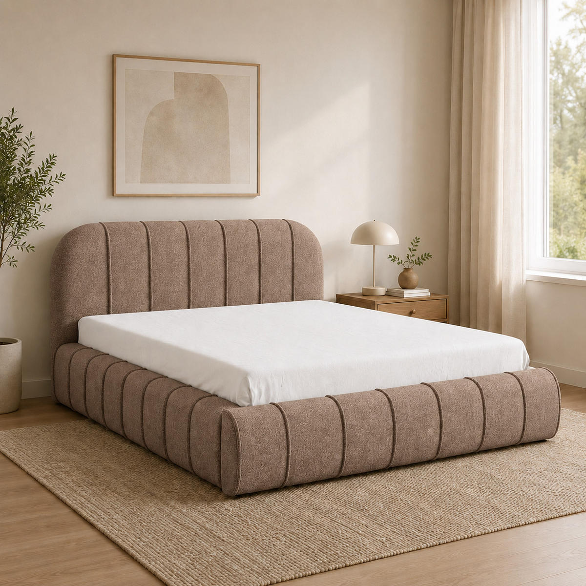 POLSTERBETT mit Stauraum 200x200 cm in Braun - Braun, Textil (200/200cm) - Home Collective