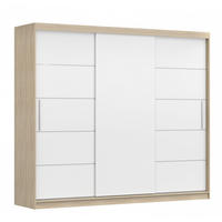SCHWEBETÜRENSCHRANK Alba Sonoma/Weiß ohne Spiegel + LED Beleuchtung 250 cm - Alufarben/Weiß, Glas/Holzwerkstoff (250/218/61cm) - imoebel24