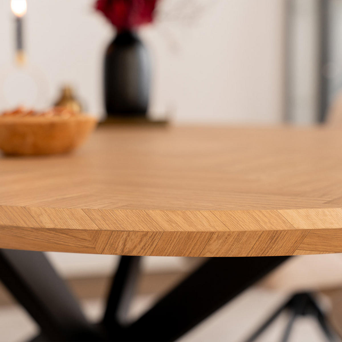 ESSTISCH OVAL AVENTIS - Fishbone Oak, 200 x 120 cm - Braun, Holz (200/120/4cm) - Home Deluxe