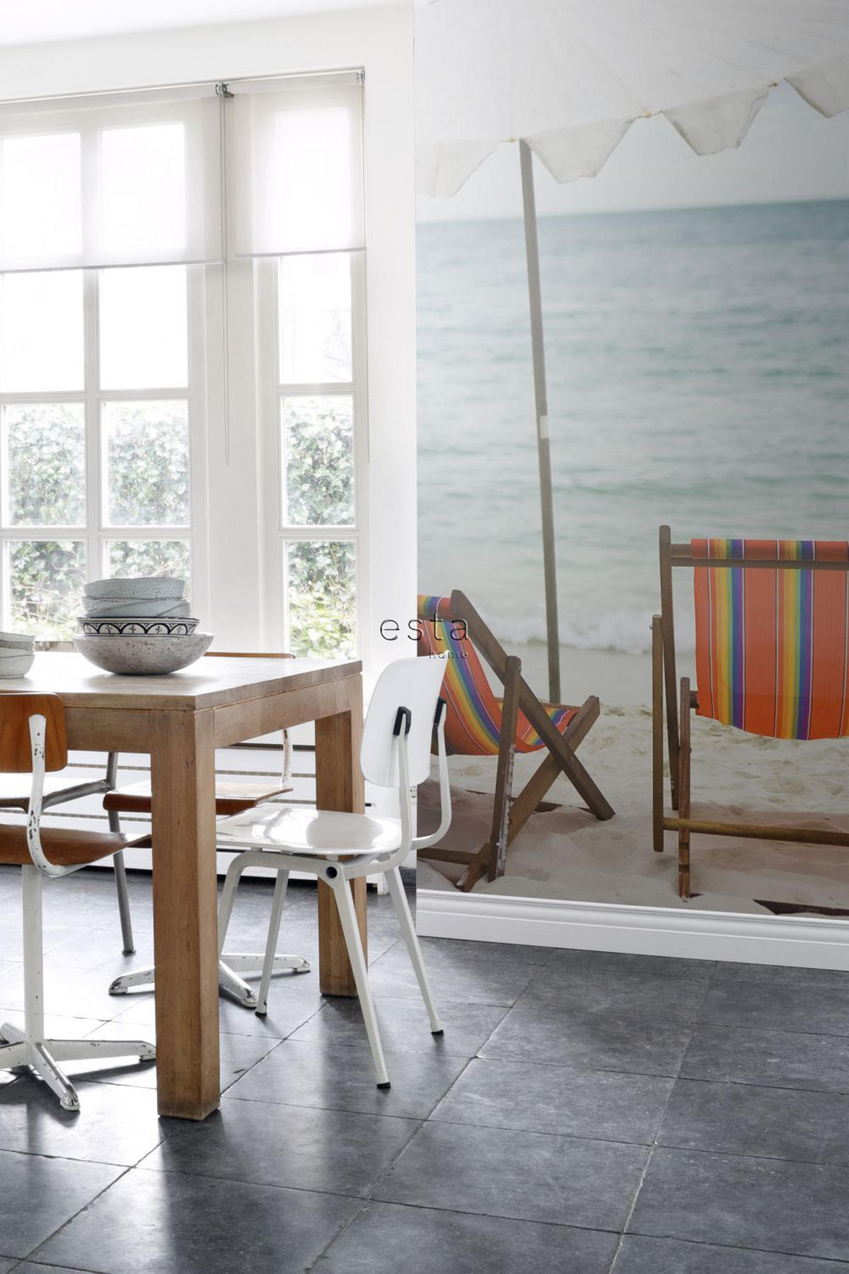FOTOTAPETE Strand-Motiv 186 x 270 cm - Blau, Papier (186/270cm) - ESTAhome