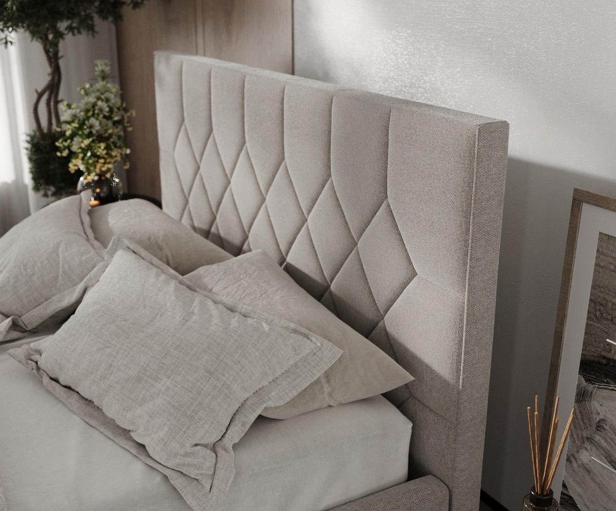 POLSTERBETT Brisa 180/200 cm Beige im Asti Stoff - Beige/Schwarz, Holz/Holzwerkstoff (180/200cm) - AltaBeds