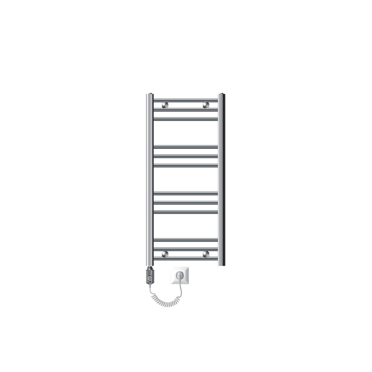 BADHEIZKÖRPER elektrisch Sahara 400x800 mm Chrome gerade mit Heizstab 300W - Chromfarben, Metall (3/80/40cm) - LuxeBath