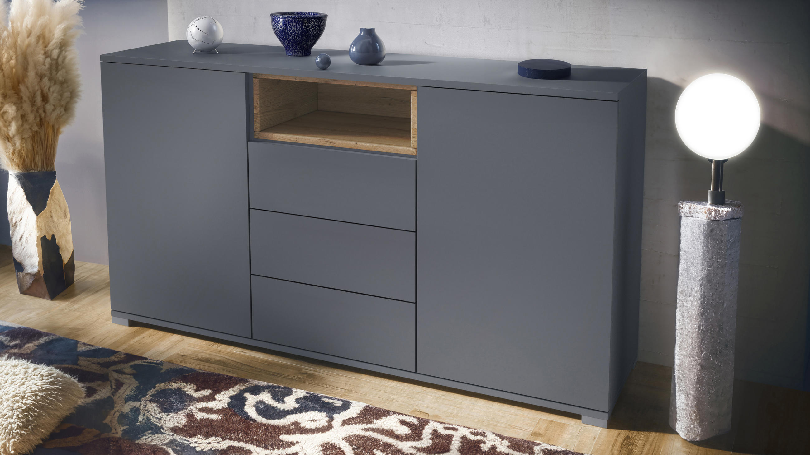 SIDEBOARD Skadu Eiche Natur - Eichefarben, Holzwerkstoff (138.5/75.5/35cm) - Vladon