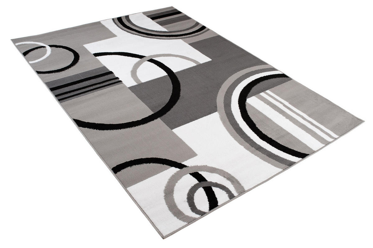 TEPPICH MAYA Grau Geometrisch Kreise Vierecke 300/400 cm - Grau, Textil (300/400cm) - Tapiso