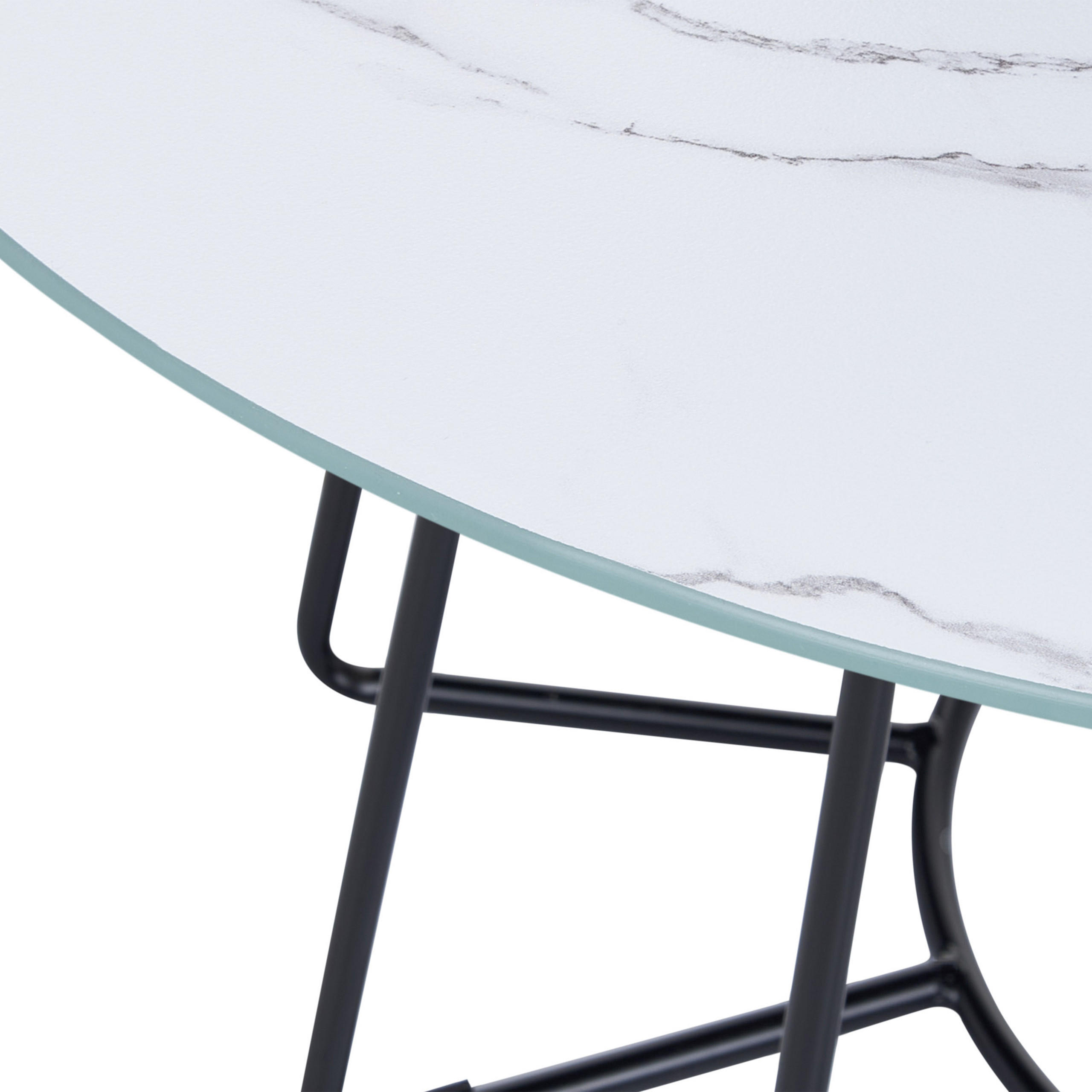 COUCHTISCH Marmor Optik weiß/schwarz 80 cm Bernie - Schwarz/Weiß, Glas (40/16/40cm) - Beliani