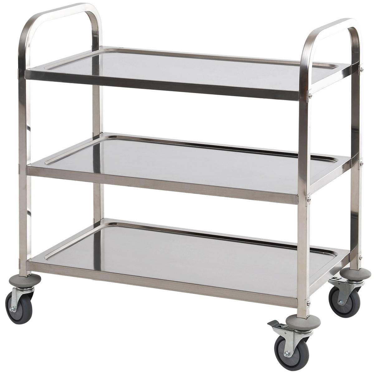 KÜCHENWAGEN, 3-stöckiger Edelstahlwagen mit Rollen, 90,5 x 50,5 x 88,2 cm - Multicolor, Metall (90.5/88.2/50.5cm) - FORIOUS