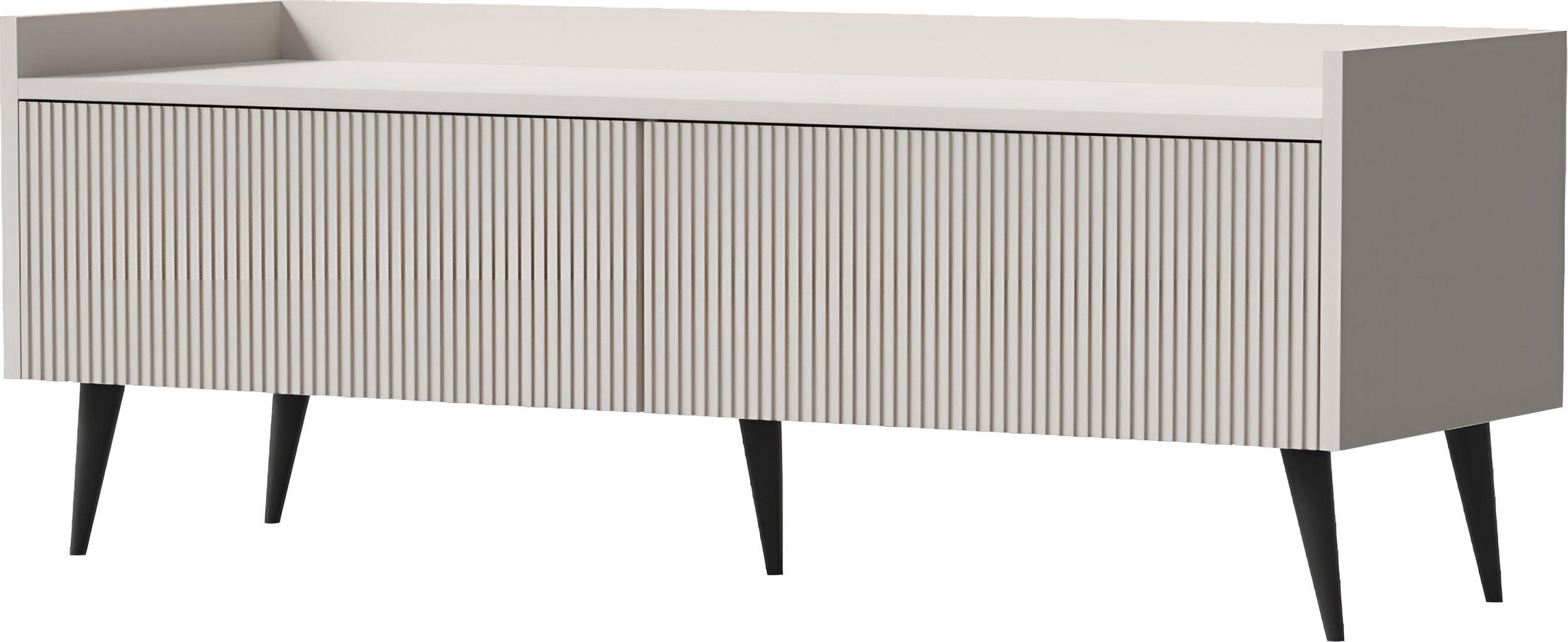 TV LOWBOARD Arysa – Geriffelt, Hohe Metallfüße – Kaschmir 121/45/41 cm - Kaschmir/Beige, Holzwerkstoff/Metall (121/45/41cm) - WFL GROUP