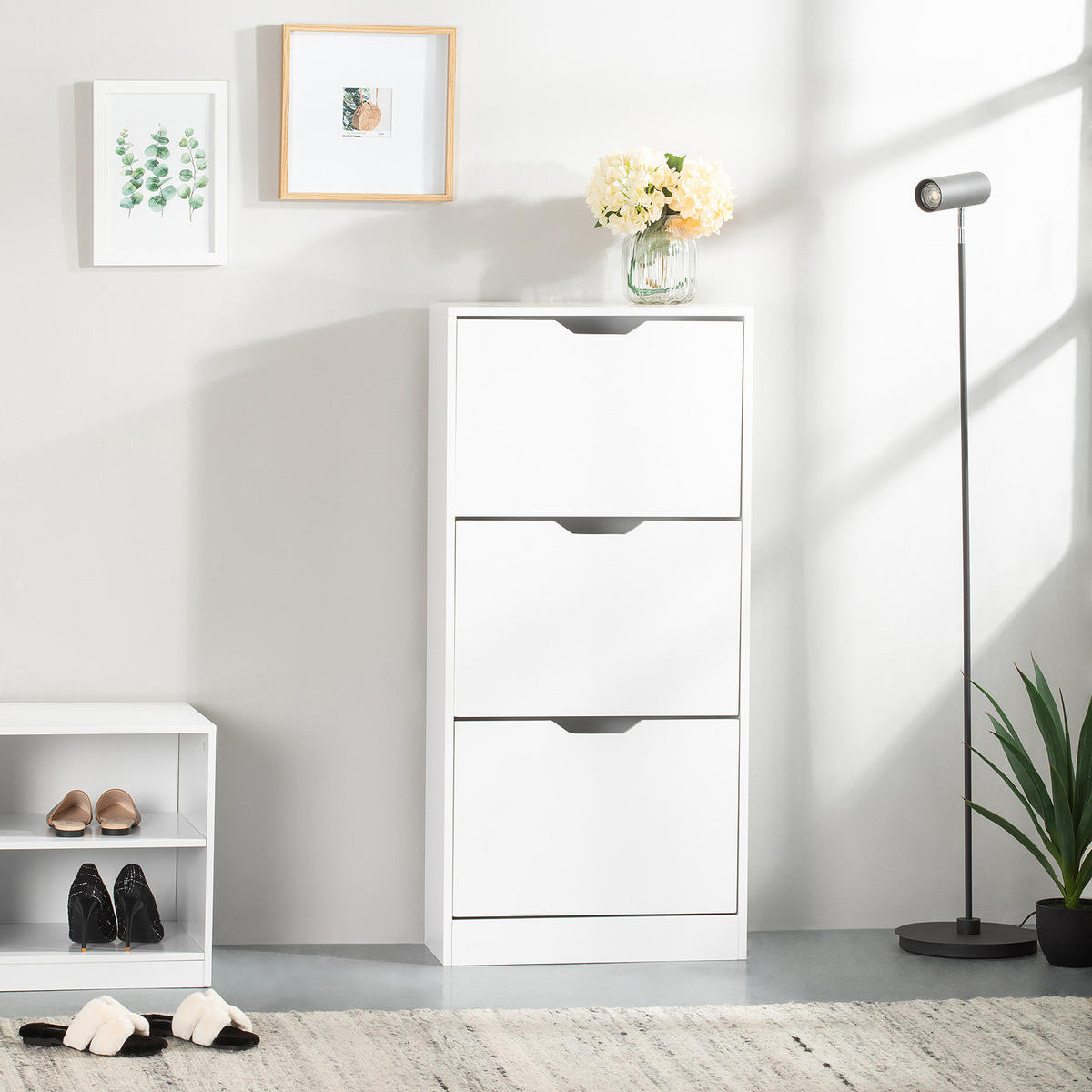 SCHUHKIPPER - Weiß - Weiß, Holzwerkstoff (55/117/24cm) - home24