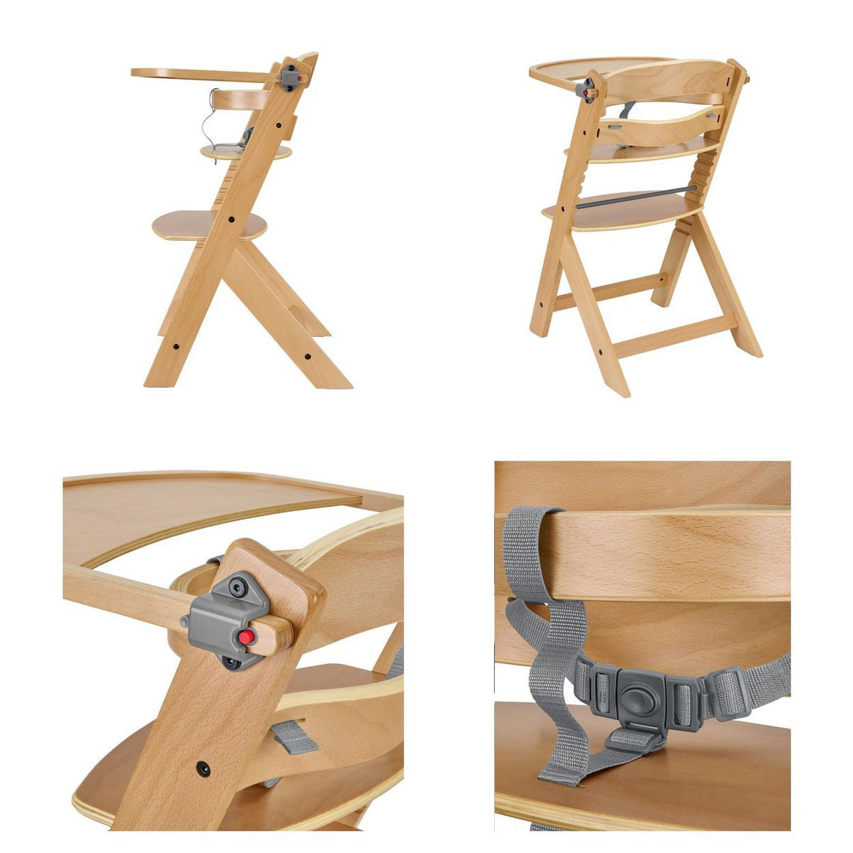 HOCHSTUHL Nordy braun Holz, verstellbarer Sitz, Sicherheitsgurt, skandinavisches Design - Braun, Metall (44/79/49cm) - Kikka boo