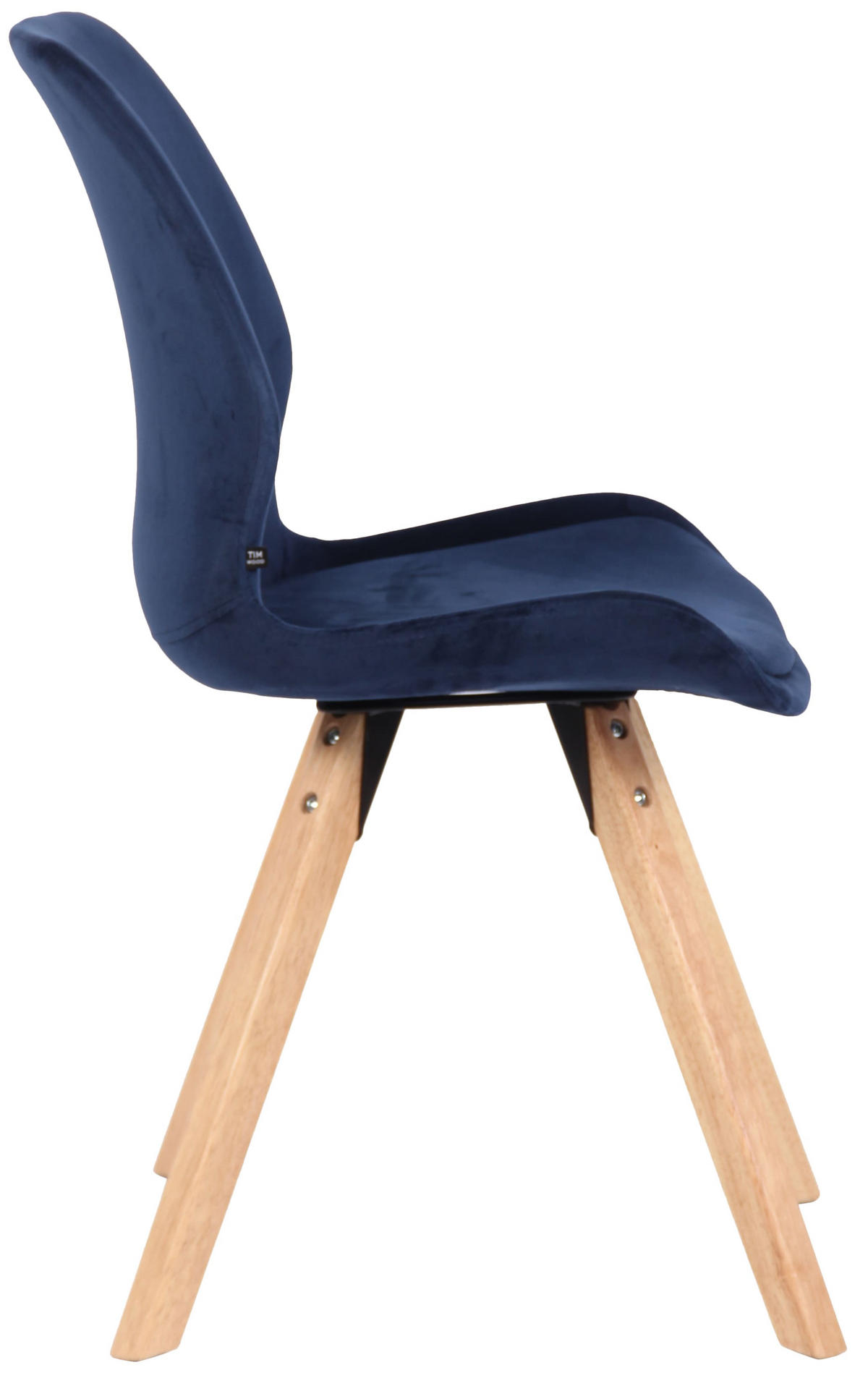 STUHL Samt blau - Blau/Eukalyptusholzfarben, Holz/Textil (49/87.5/58cm) - CLP