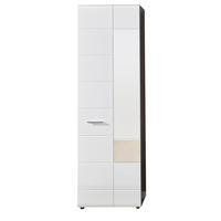 GARDEROBENSCHRANK weiß Hochglanz, grau 60 x 191 cm, Flurschrank mit Spiegel - Weiß Hochglanz/Silberfarben, Glas/Holzwerkstoff (60/191/35cm) - Top.Furn