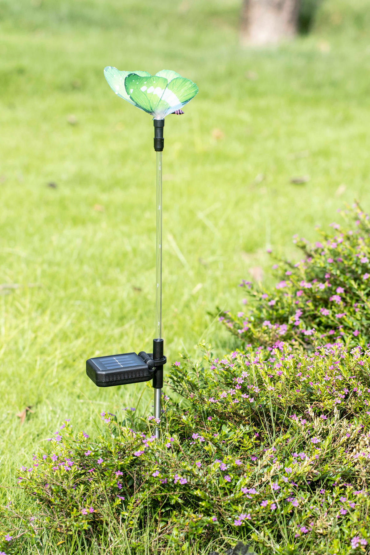 LED-SOLAR-GARTENSTAB - grün mit automatischer Beleuchtung und einfacher Installation für Blumenbeete und Gartenwege, 1er-Set - Grün, Kunststoff (10/10/70cm) - Northpoint