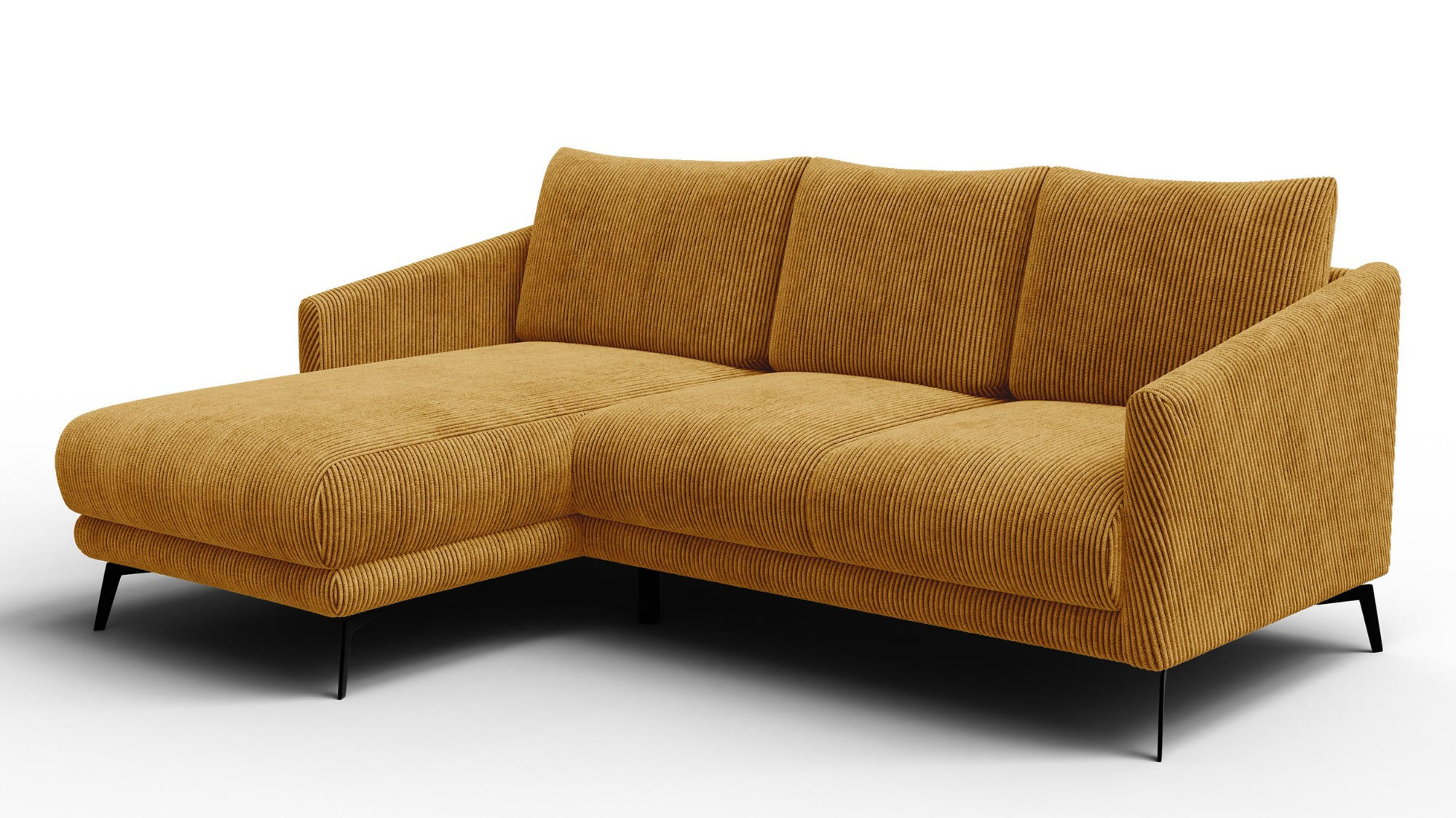 ECKSOFA VILT 3-Sitzer, safran - Gelb/Schwarz, Holzwerkstoff/Textil (221/156cm) - Courtois Laville