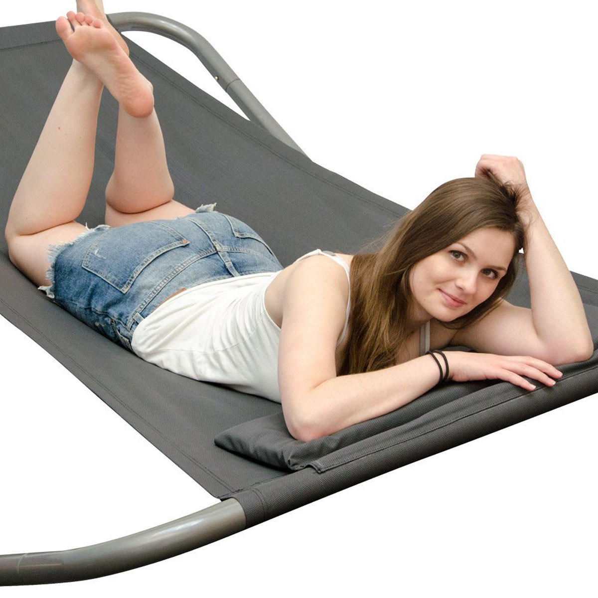 XXL-SCHAUKELLIEGE für 2 Personen bis 120kg, 200/130/32 cm, schwarz - Grau, Kunststoff (130/32/200cm) - Amanka