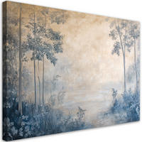 WANDBILD wald im nebel - Blau, Textil (60/40cm) - Feeby