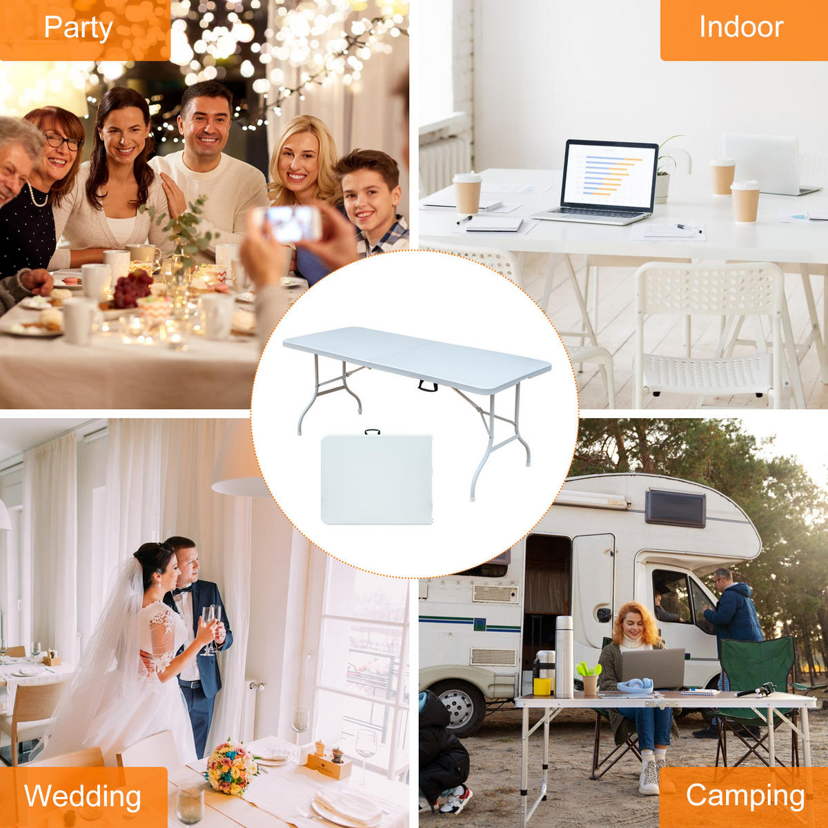 KLAPPTISCH 244 cm Weiß - Weiß, Kunststoff (243.9/73.6/73.6cm) - ComfortXL