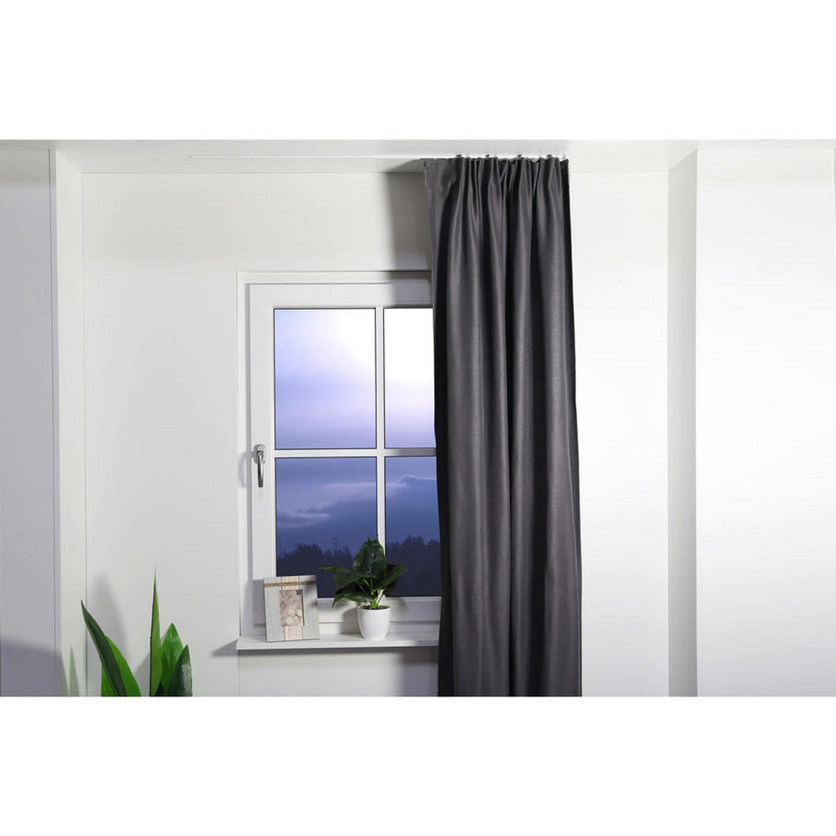GARDINENSCHIENE auf Maß 1-lauf Deckenmontage Minimal 230cm - Weiß, Metall (230cm) - Deco-Raum