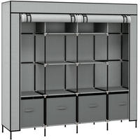 KLEIDERSCHRANK aus Stahl 166x42,5x169,5 cm Dunkelgrau mit 2 Kleiderstangen, 10 Fächern und 4 Stoffschubladen - Dunkelgrau, Metall (166/169.5/42.5cm) - Modfu
