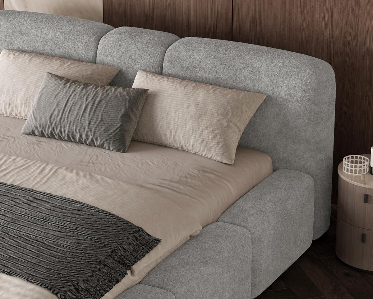 POLSTERBETT Monte160x200 cm- Bettkasten und Stauraum - Doppelbett mit Stabilem Metallrahmen - Monte-Stoff- Grau - Grau, Holzwerkstoff (160/200cm) - Chilly