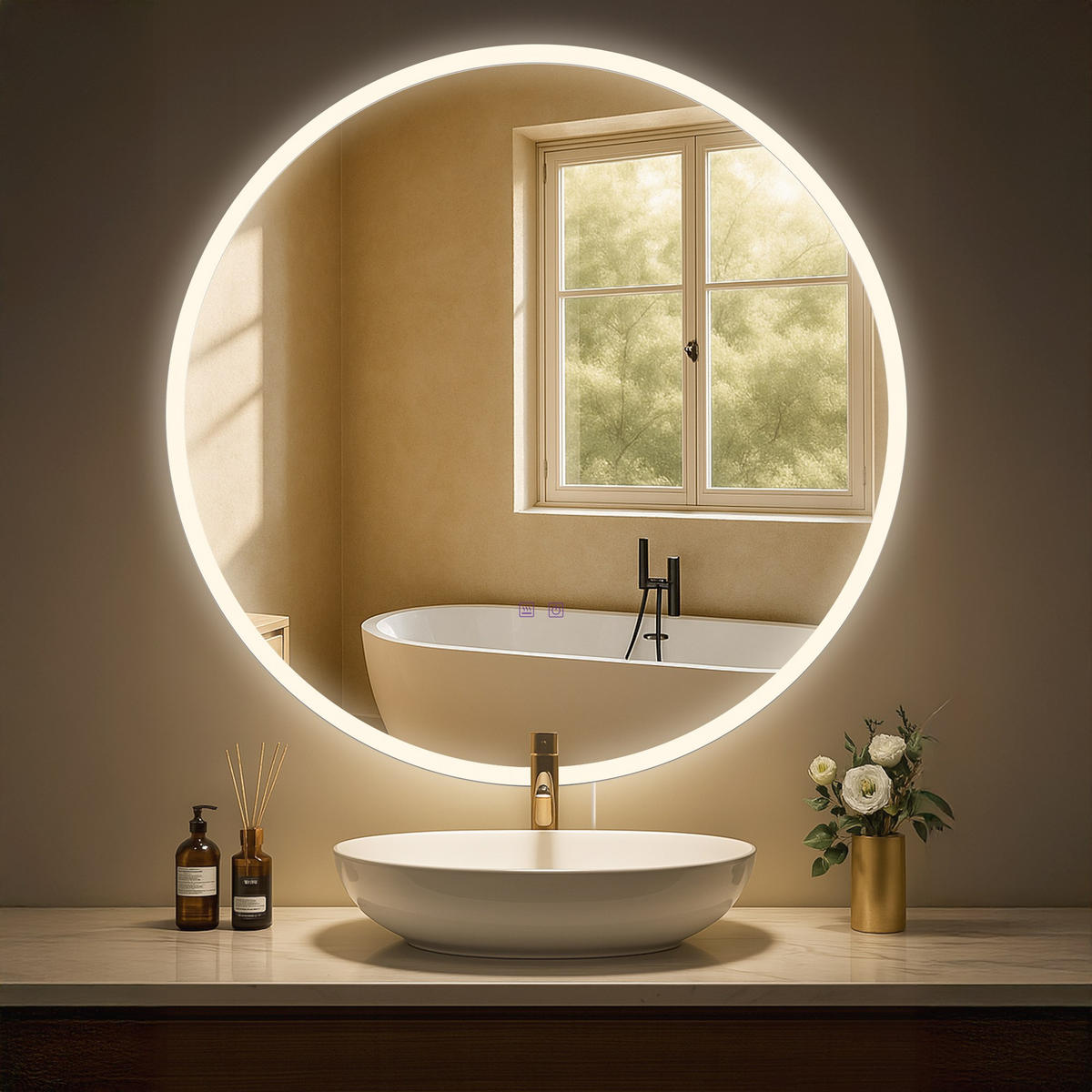 BADSPIEGEL Linz 80 Bluetooth 80x3,5x80cm Glas Klarglas Badezimmerspiegel - Klar, Glas (80/80/3.5cm) - DELUKE