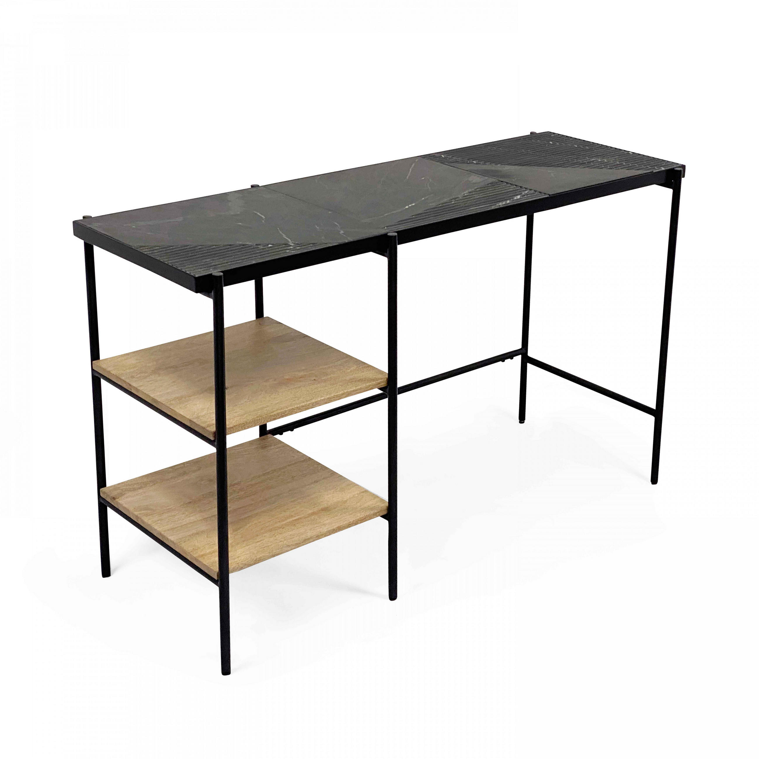 SCHREIBTISCH, Schwarz - Schwarz, Naturmaterialien (127/46cm) - Oviala