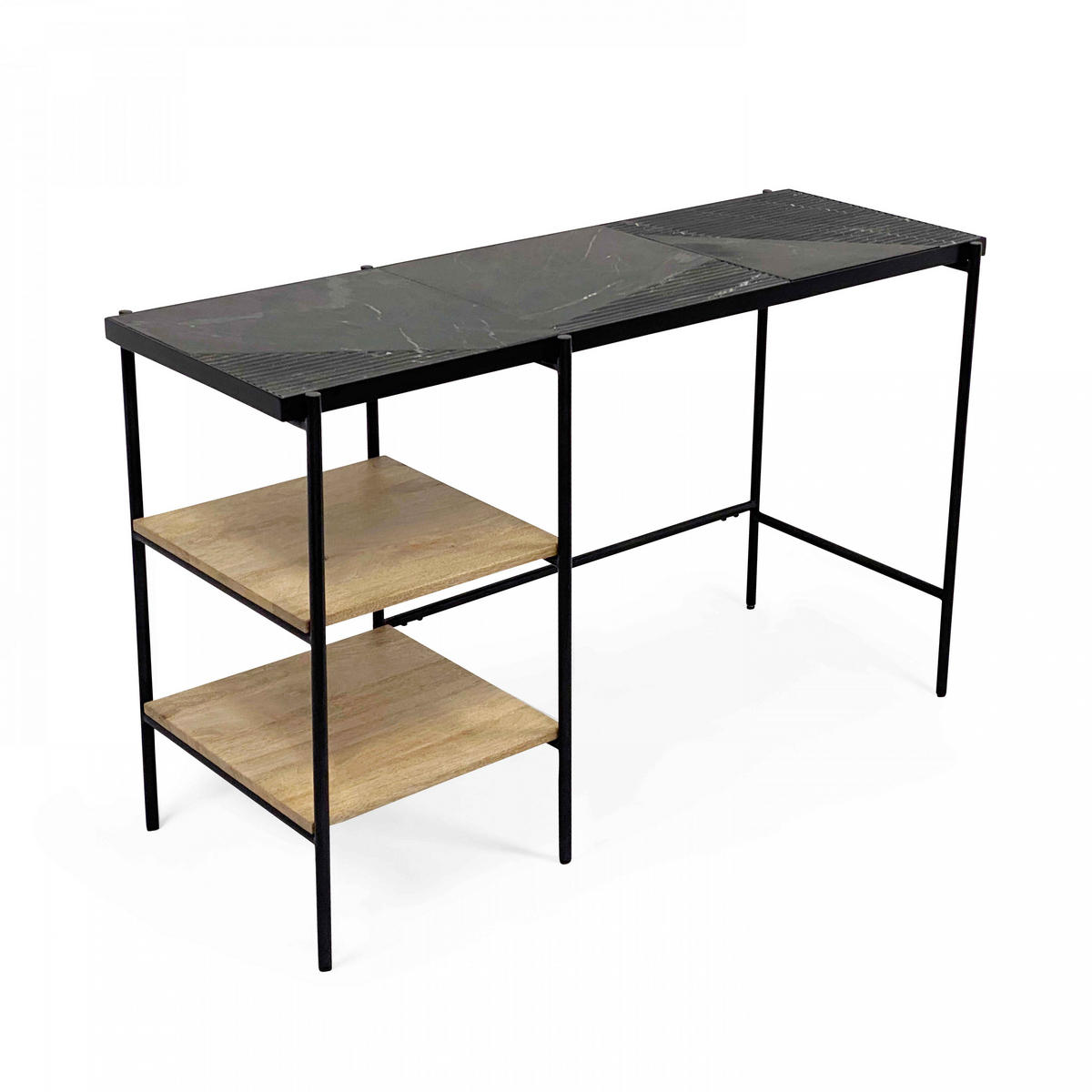 SCHREIBTISCH, Schwarz - Schwarz, Naturmaterialien (127/46cm) - Oviala