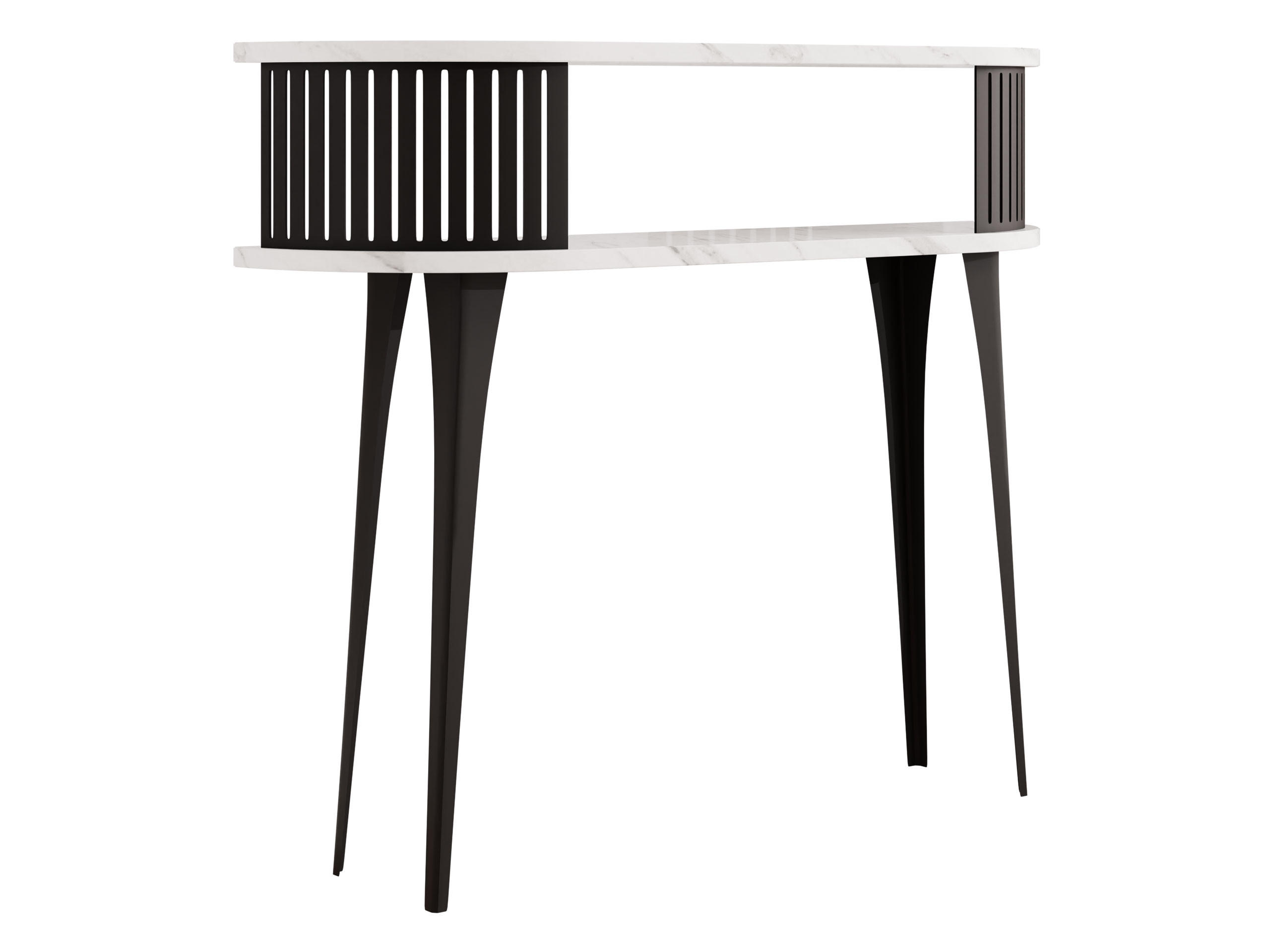 KONSOLENTISCH Roenni Oval - Schwarz/Weiß, Holzwerkstoff/Metall (100/25/86cm) - MIRJAN24