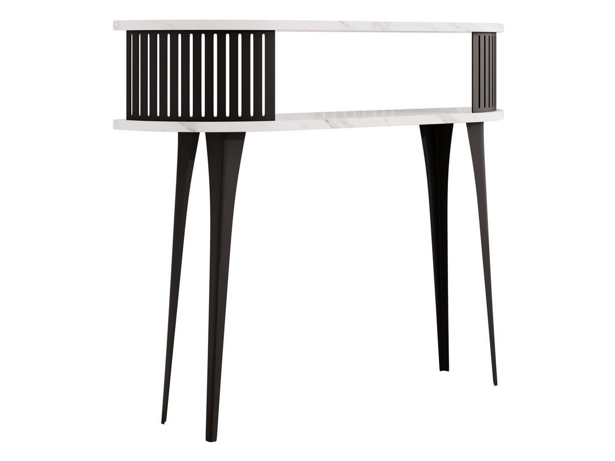 KONSOLENTISCH Roenni Oval - Schwarz/Weiß, Holzwerkstoff/Metall (100/25/86cm) - MIRJAN24