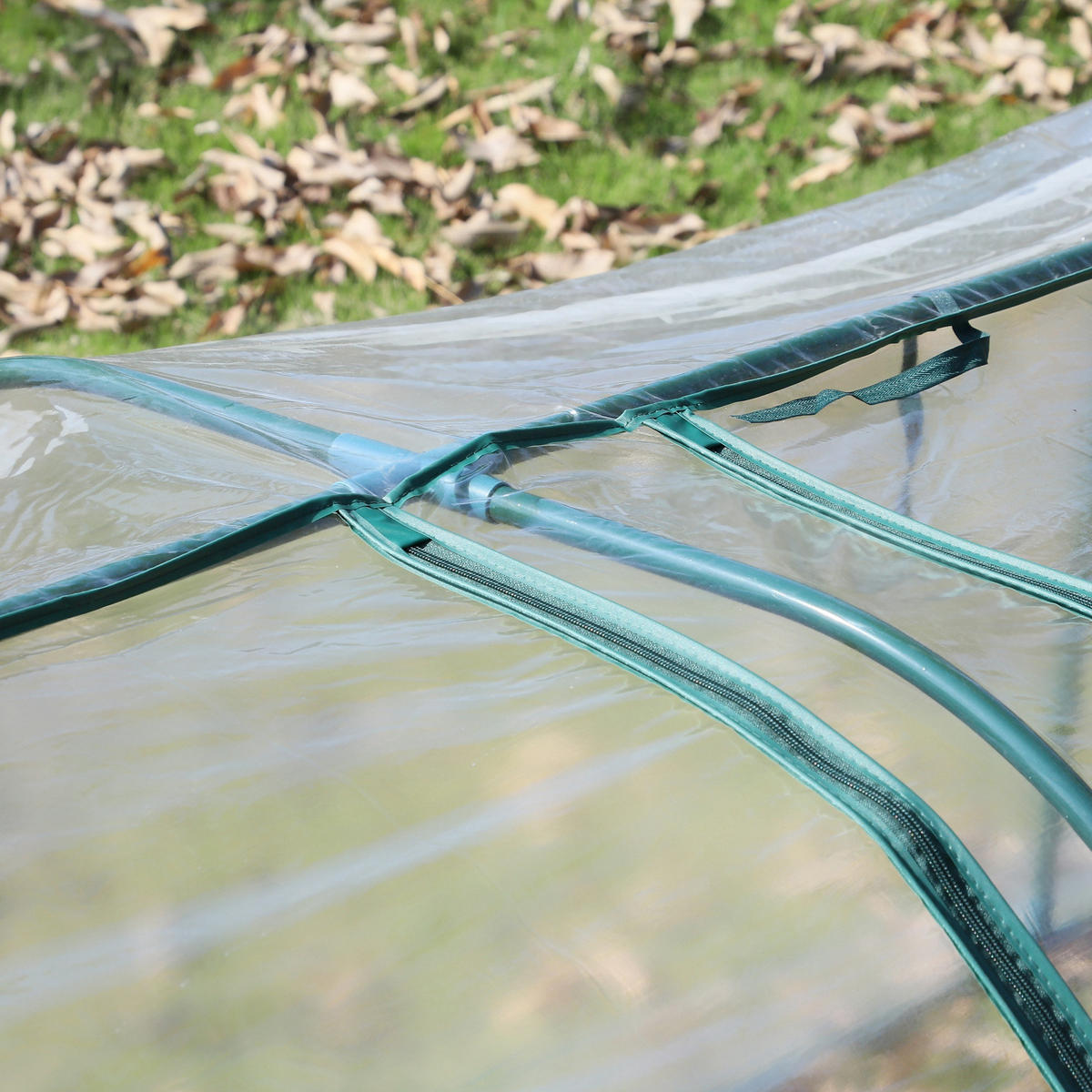 GEWÄCHSHAUS DE-05733 Treibhaus mit Tür, Frühbeet Transparent/Grün - Transparent, Kunststoff/Metall (100/80/350cm) - ComfortXL