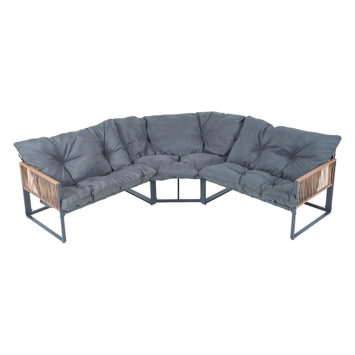 GARTENMÖBEL-SET 4 TLG. Karg - Dunkelgrau/Eichefarben, Kunststoff/Metall - casa.pro