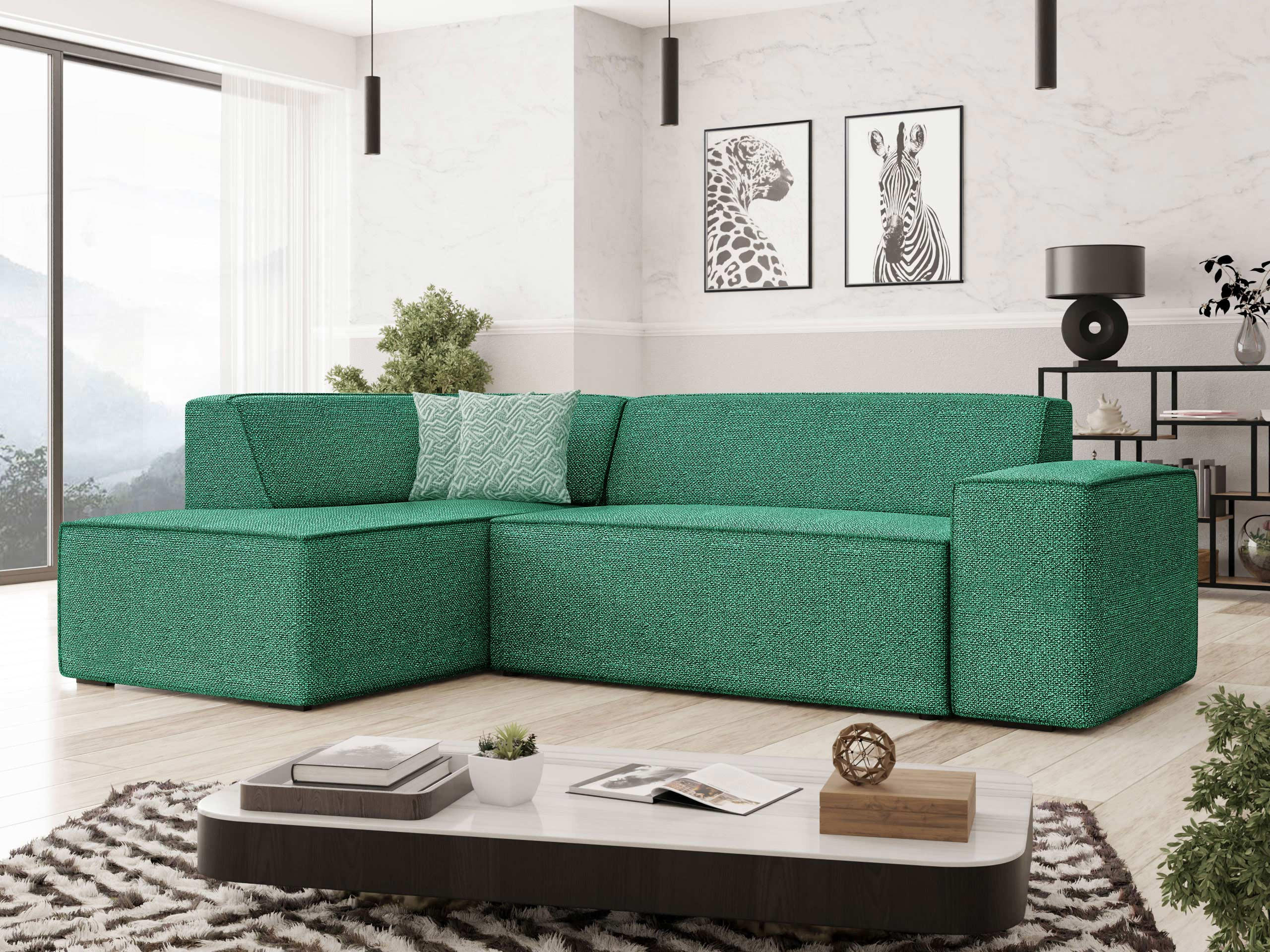ECKSOFA Lordin Premium, Seite: Links - Grün, Holz/Textil (267/205cm) - MIRJAN24