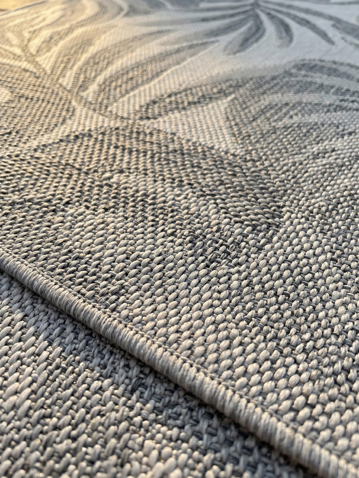 TEPPICH Outdoor VENTOUX in Grau, mit Tropen-Motiv, Ø 80 cm - Grau, Textil (80/80cm) - KADIMA DESIGN