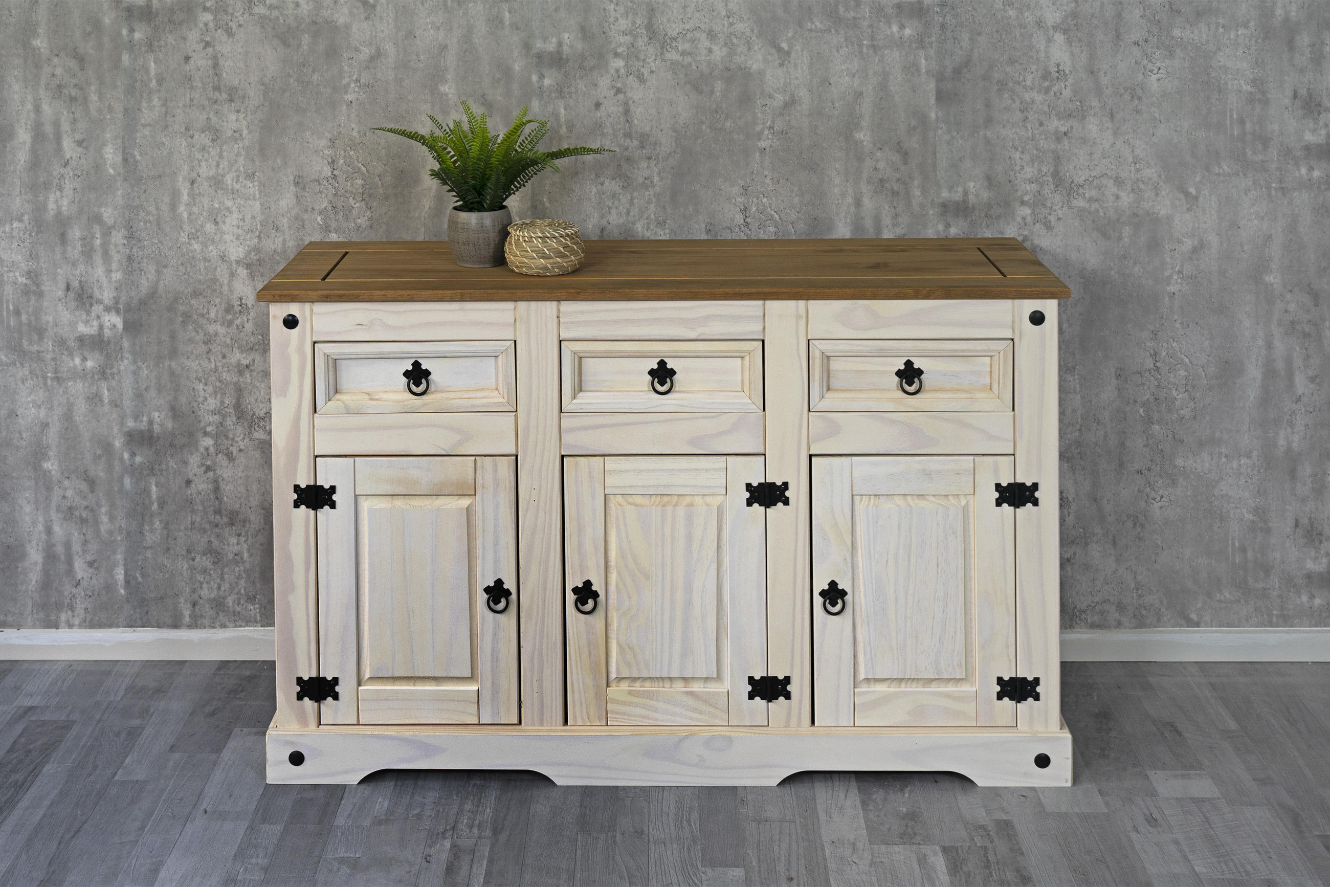 SIDEBOARD MEXICO - Kiefer Milford/Weiß, Holz (132/84/44cm) - SAM