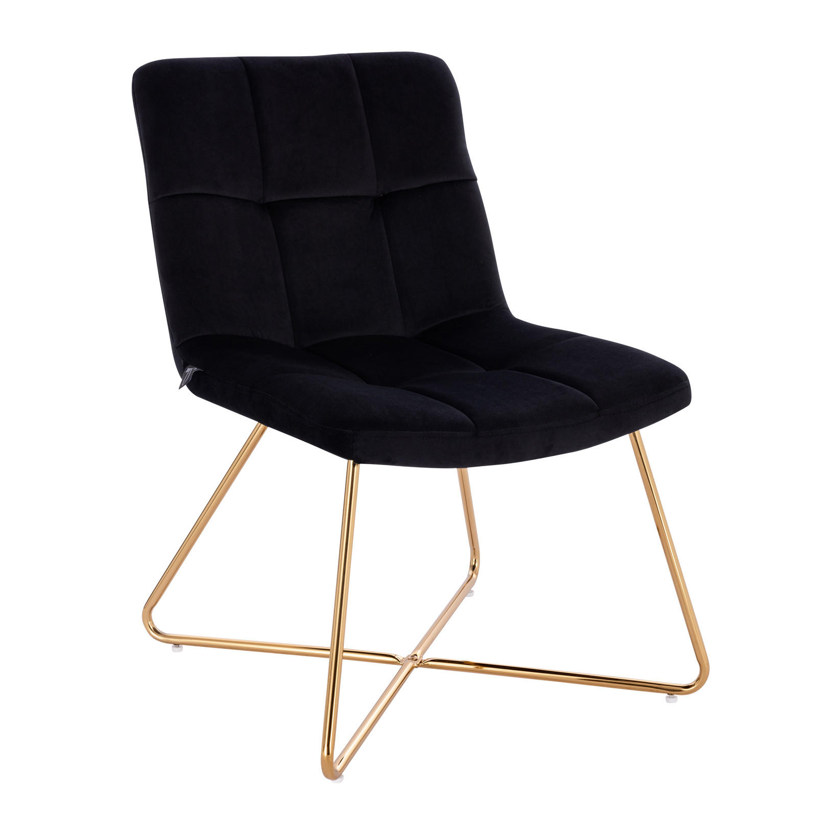 LOUNGESESSEL LYNN Samt Schwarz - Goldfarben/Schwarz, Textil/Metall (58/82/64cm) - SVITA