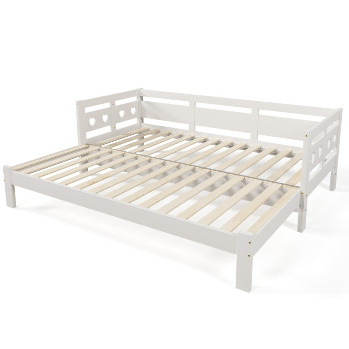 TAGESBETT 90/190 cm Weiß aus Kiefer massiv mit 2 Schlafgelegenheit - Weiß, Holzwerkstoff (90/190cm) - OKWISH