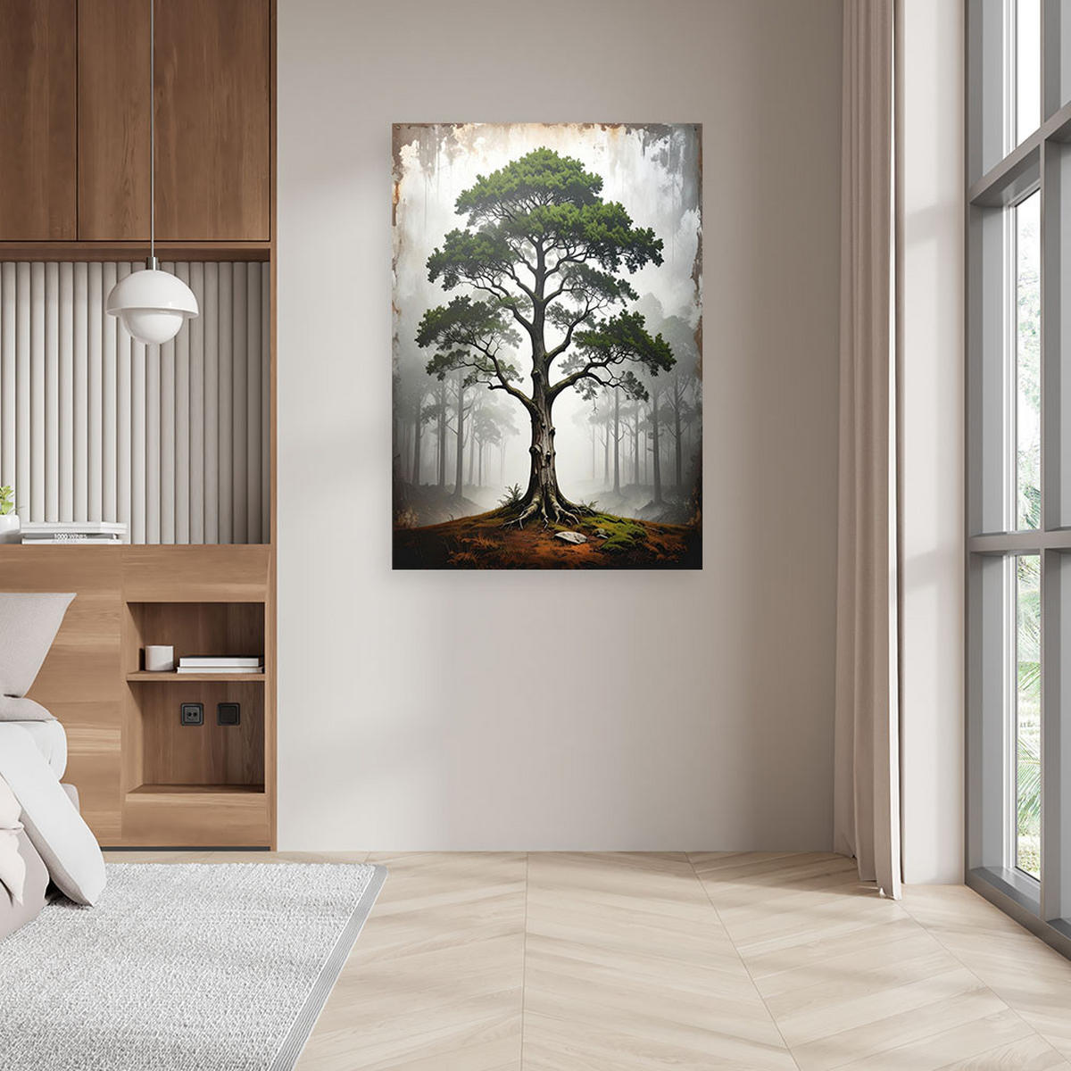 BILD auf Leinwand, Grüner Baum Landschaft Natur - Grün, Textil (20/30cm) - Feeby