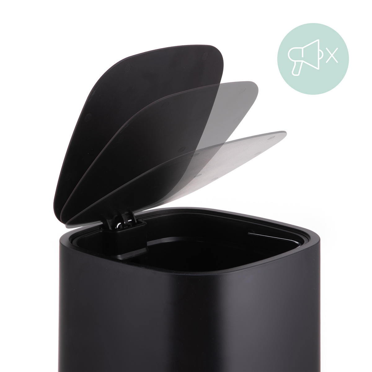 MÜLLEIMER - Schwarz, Kunststoff (21/27/26cm) - Relaxdays