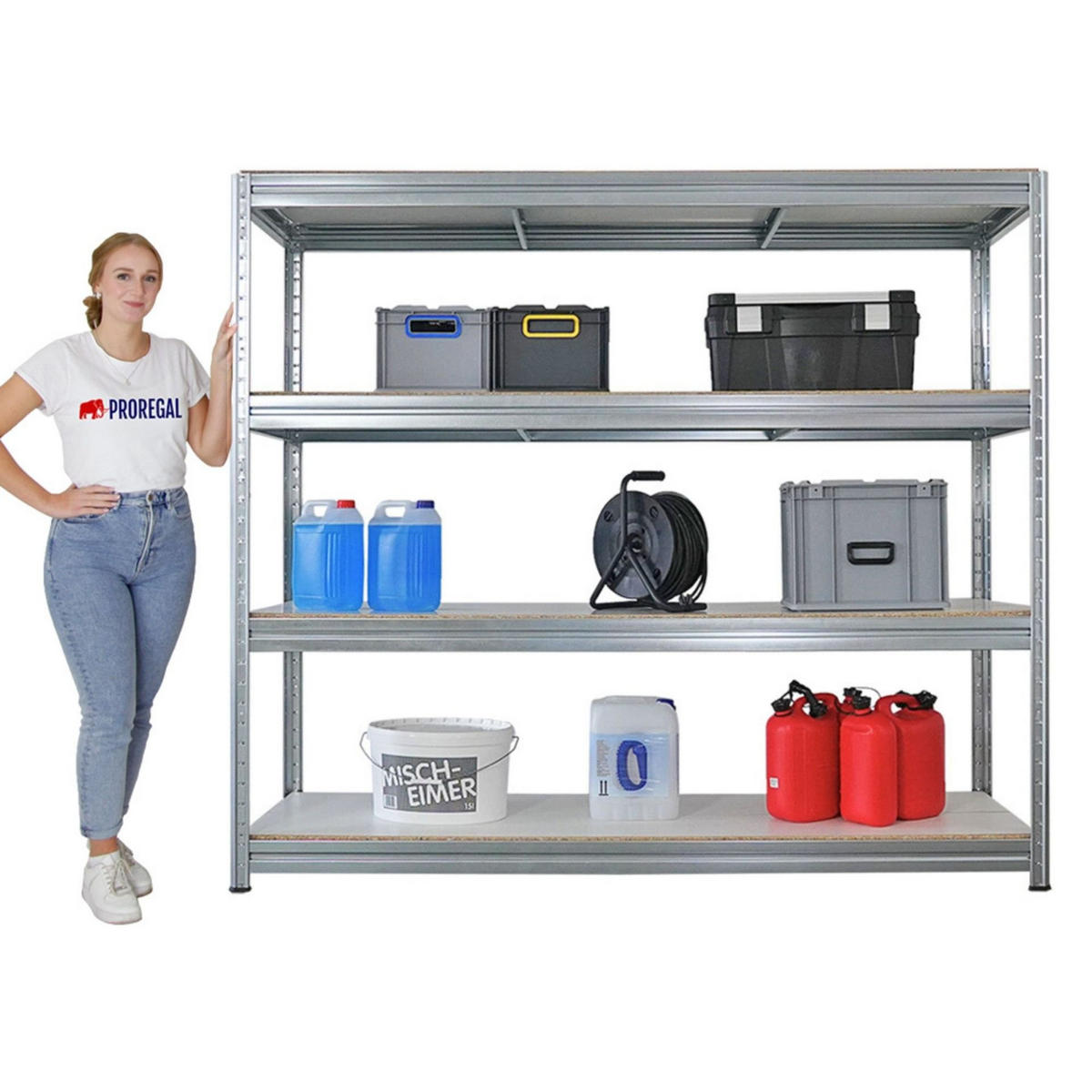 SCHWERLASTREGAL Dino 180x200x60cm Melamin-Ebenen Verzinkt - Silberfarben, Metall (200/180/60cm) - PROREGAL