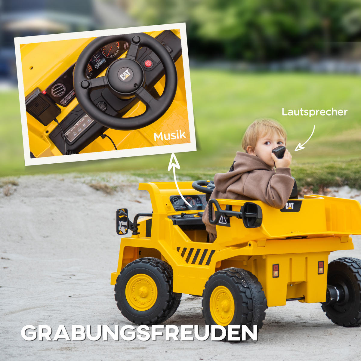TRAKTOR, Kunststoff, Gelb, 110L x 70,5B x 61,5H cm - Gelb, Metall (110/70.5/61.5cm) - AIYAPLAY