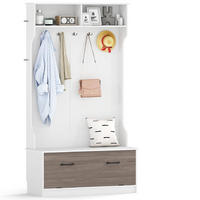 GARDEROBENSTÄNDER mit Schuhschrank weiß - Weiß, Holzwerkstoff (100/180/71cm) - COSTWAY