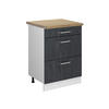KÜCHENUNTERSCHRANK R-Line Schwarz Beton 60 cm AP Eiche - Schwarz/Weiß, Holzwerkstoff (60/81.6/60cm) - Vicco