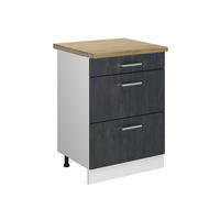 KÜCHENUNTERSCHRANK R-Line Schwarz Beton 60 cm AP Eiche - Schwarz/Weiß, Holzwerkstoff (60/81.6/60cm) - Vicco
