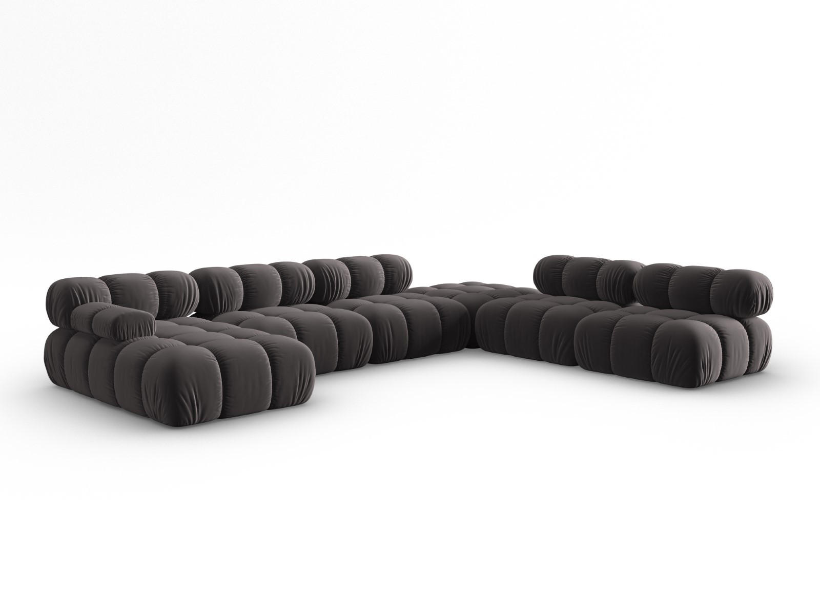 MODULARES-PANORAMASOFA rechts Bellis aus Samt dunkelgrau 7 Sitzplätze - Dunkelgrau, Textil (282/63/379cm) - Micadoni