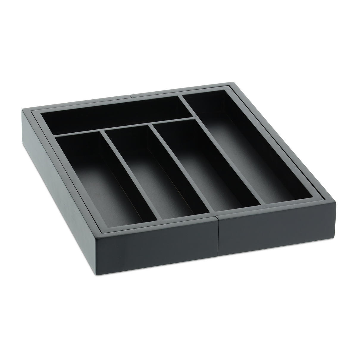 BESTECKKASTEN - Schwarz, Holz/Holzwerkstoff (48/5/33.5cm) - Relaxdays