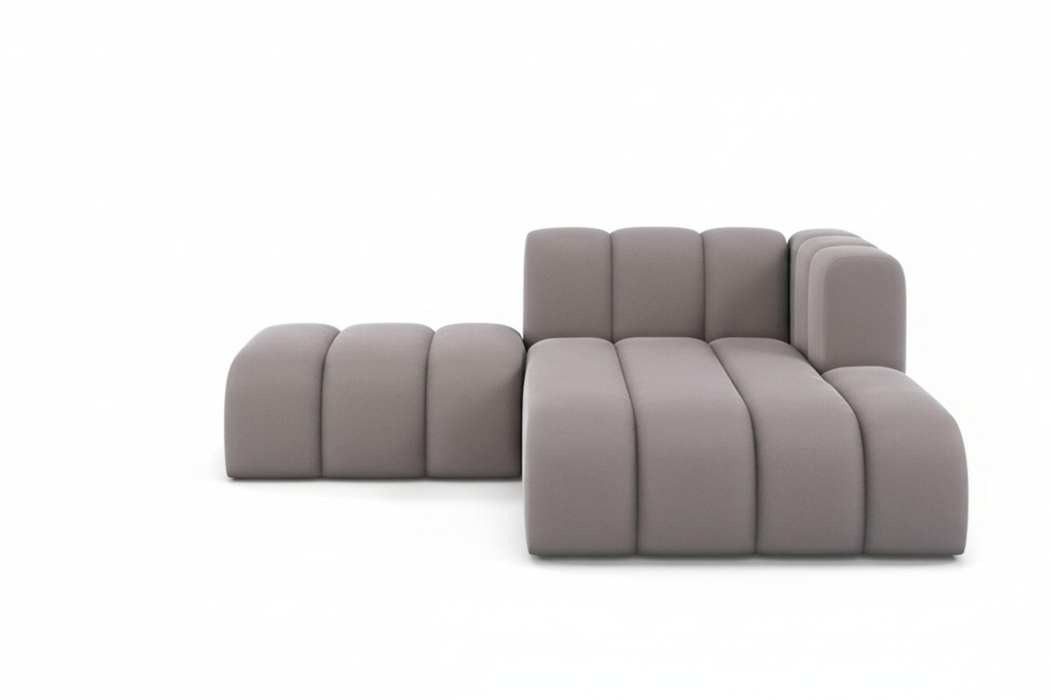 CHAISELONGUE Mit Hocker Grand, Veloursstoff Salvador, Grau, Rechts - Grau, Holz (204/179cm) - Kaiser Möbel