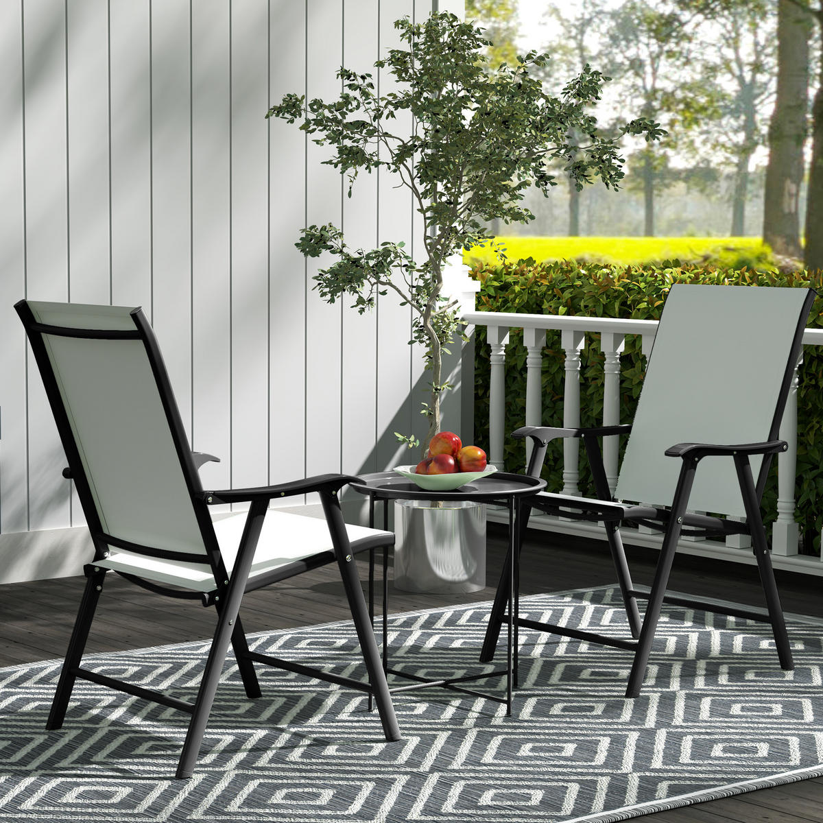 BEISTELLTISCH klappbar Ø46 x 50 cm Rund wetterfest Balkontisch - Schwarz, Metall (46/46/50cm) - Outsunny