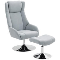 POLSTERSTUHL DE-07556 mit Fußhocker, drehbar und zurücklehnbar Grau - Grau, Metall (68/118/84cm) - ComfortXL