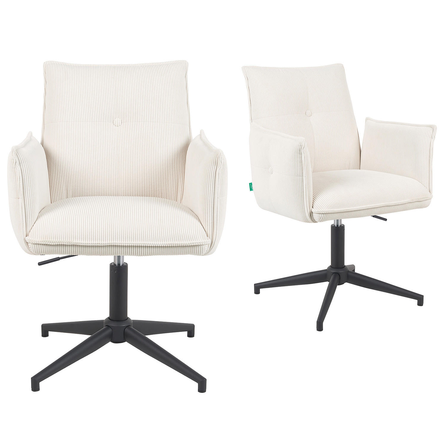 BÜROSTUHL Mika-Till - Creme/Schwarz, Textil/Metall (60/85/63cm) - DUBI Möbel